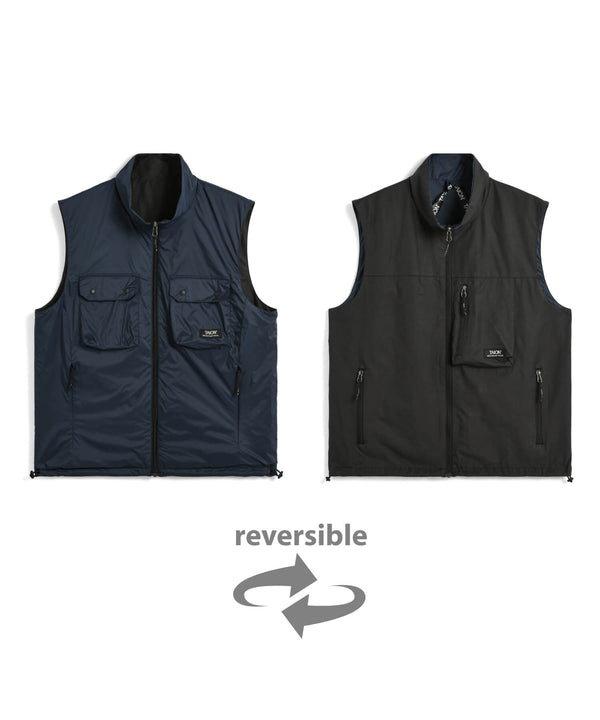 TAION Non Down Mountain Reversible W-Zip Vest Dark Navy / Black