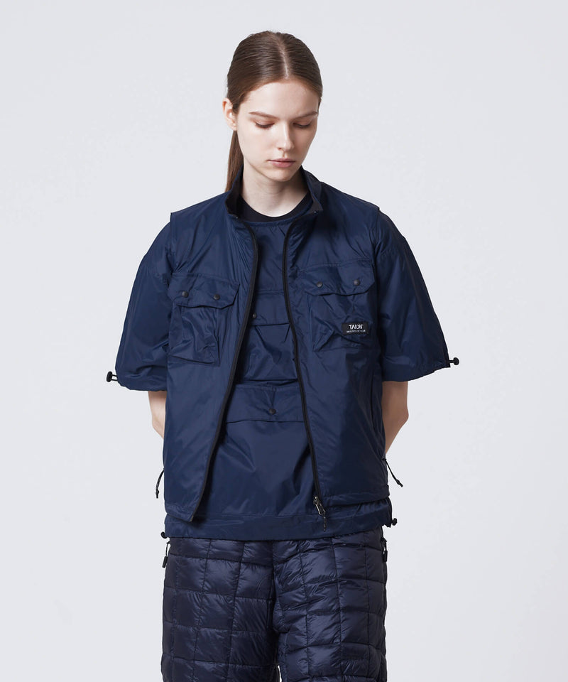 TAION Non Down Mountain Reversible W-Zip Vest Dark Navy / Black