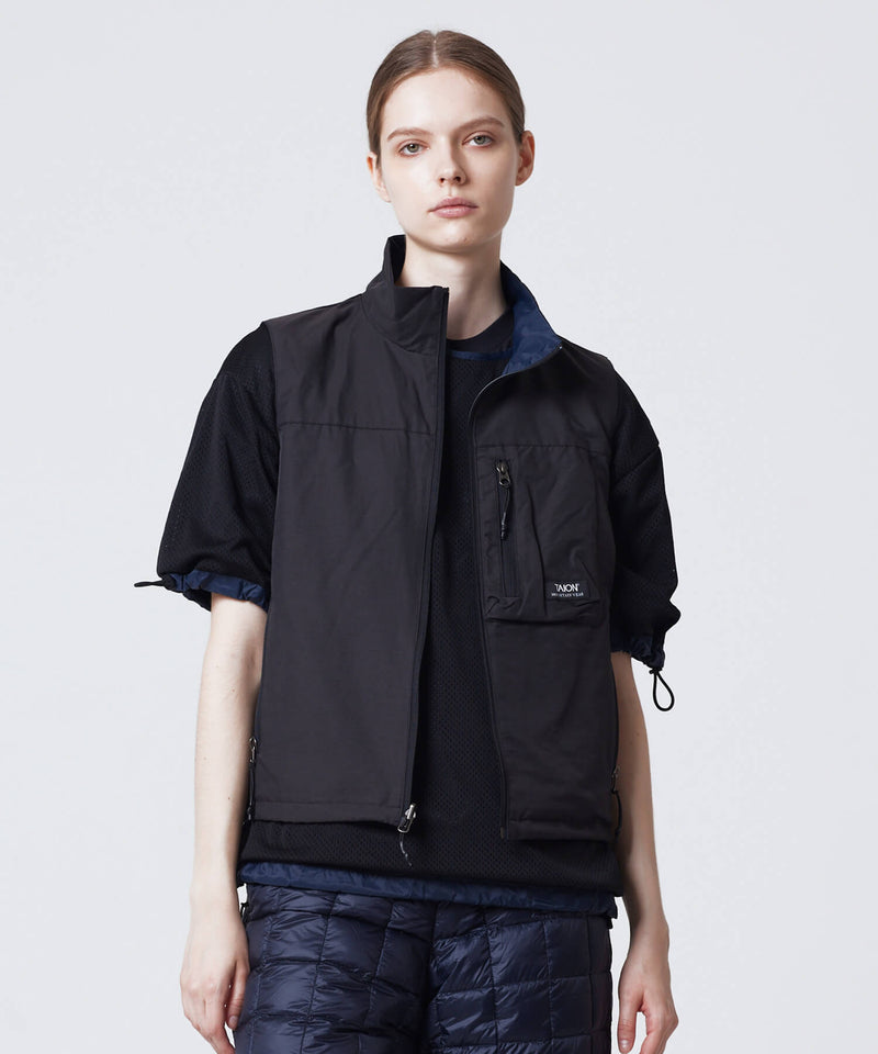 TAION Non Down Mountain Reversible W-Zip Vest Dark Navy / Black