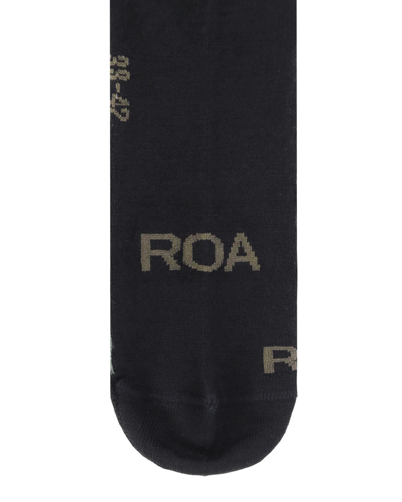 ROA Hiking Logo Wool High Socks Black