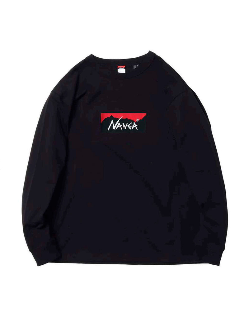 NANGA Eco Hybrid Box Logo L/S Tee Black