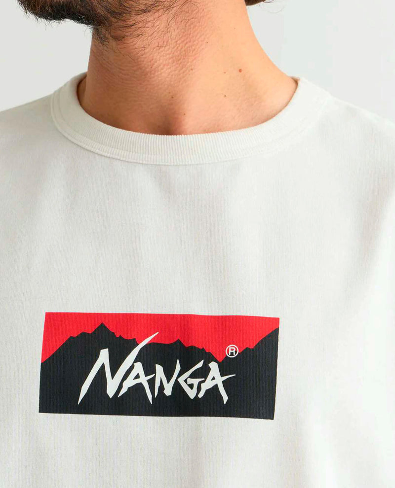 NANGA Eco Hybrid Box Logo L/S Tee White